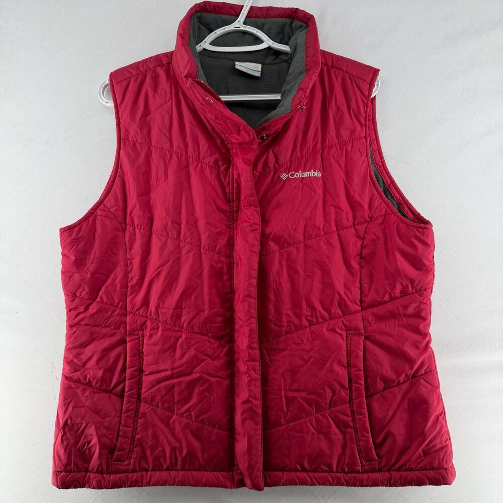 0237 Columbia Women's Size XL Quilted Zip Up Vest raspberry RED
